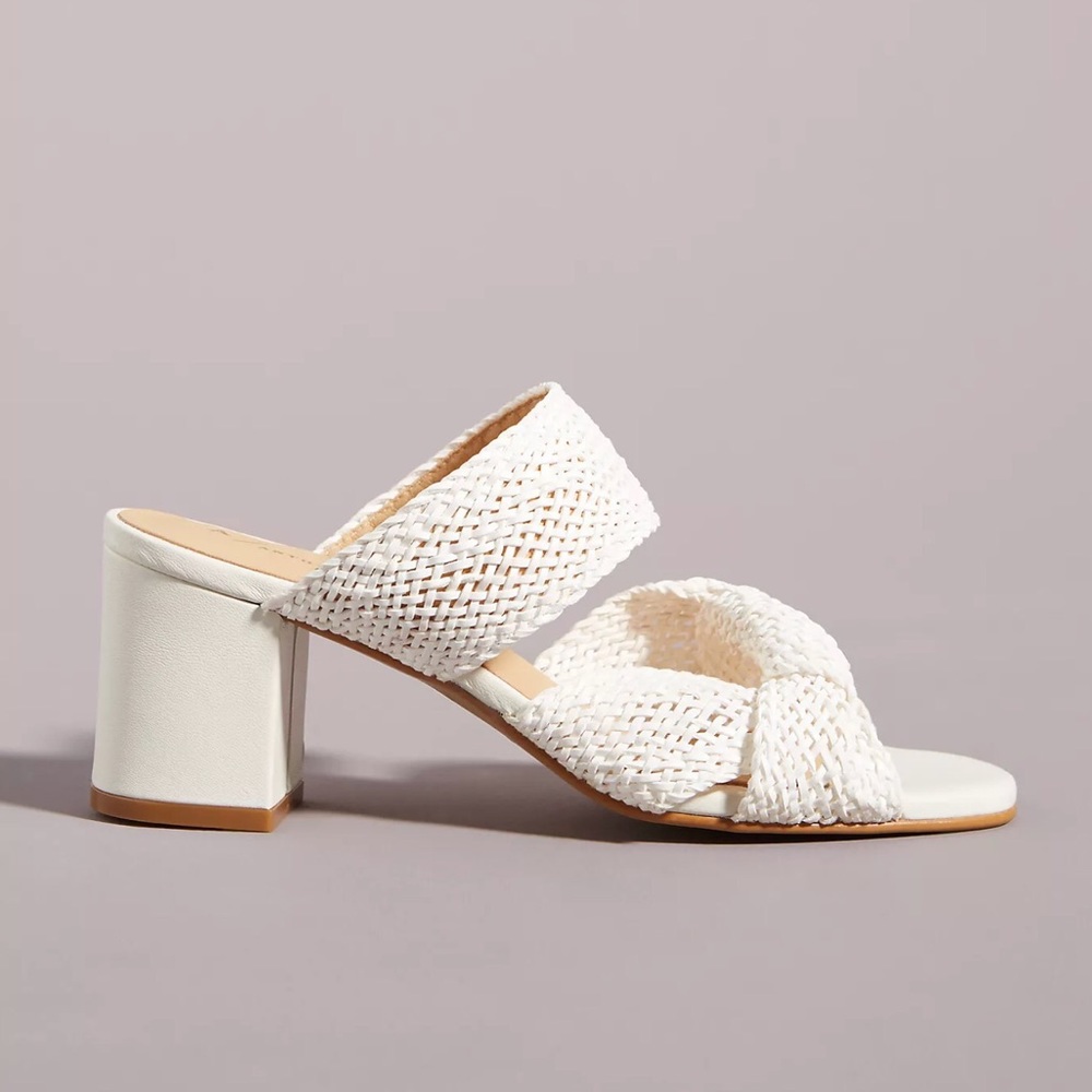 Anthropologie Mae Raffia Mule in White